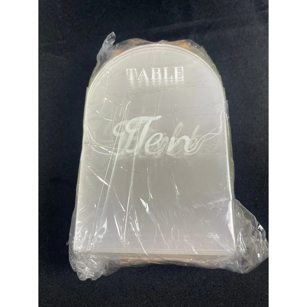 FOVERN Frosted Arched Acrylic Table Signs with Wood Bases 5x7 NEW